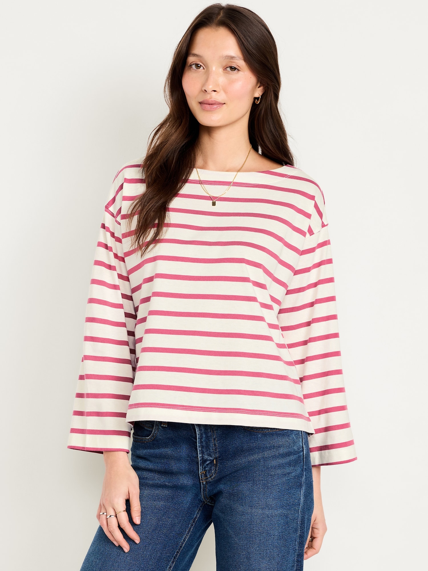 T-SHIRT MATELOT AMPLE À MANCHES LONGUES
