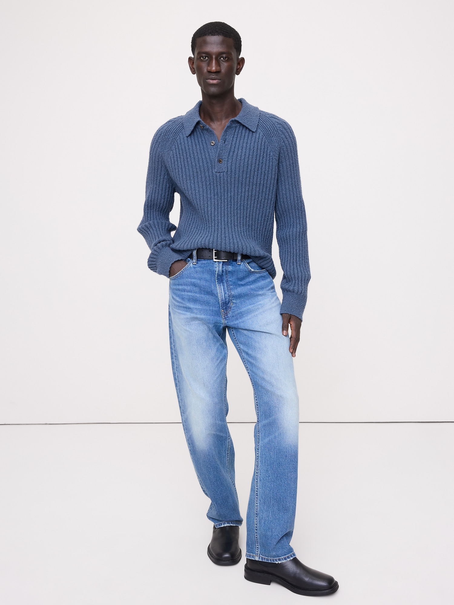 POLO EN TRICOT BOUCLÉ CÔTELÉ