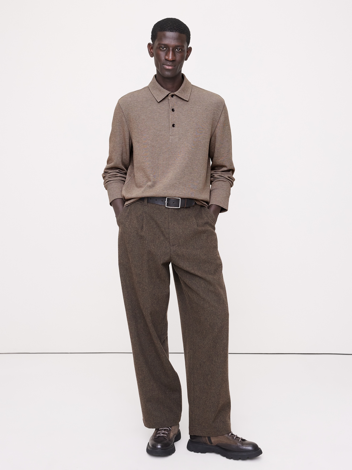 POLO EN TRICOT DOUBLE FLAMMÉ