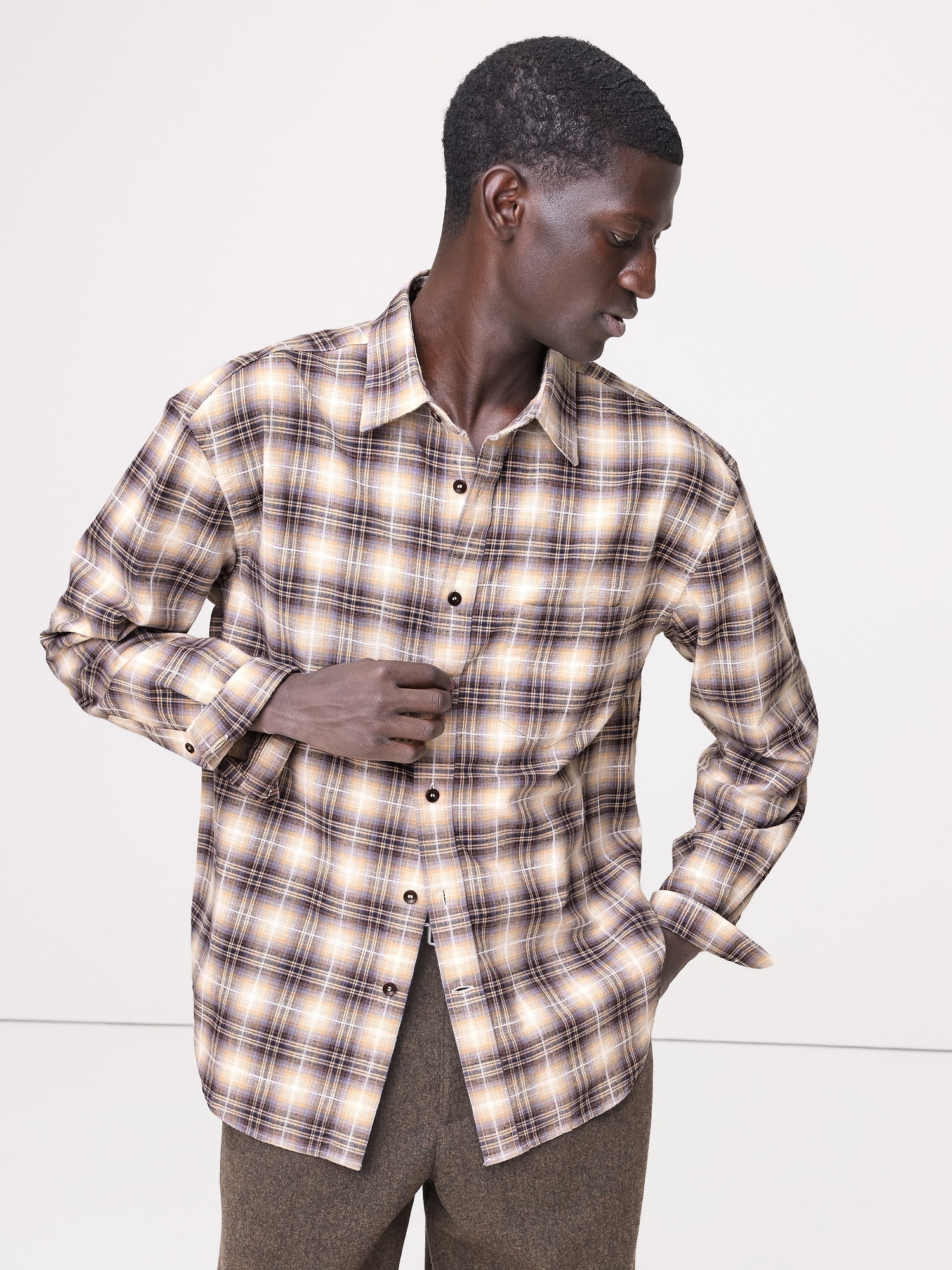 CHEMISE DÉCONTRACTÉE EN COTON FLAMMÉ