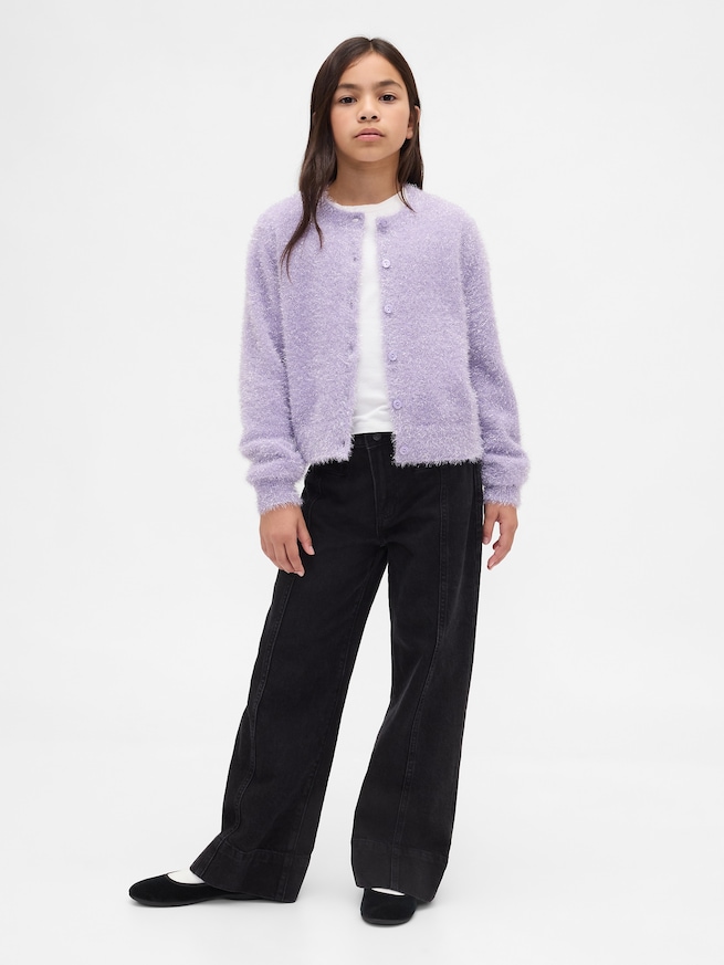 メタリック アイラッシュ ニットカーディガン (キッズ)-3