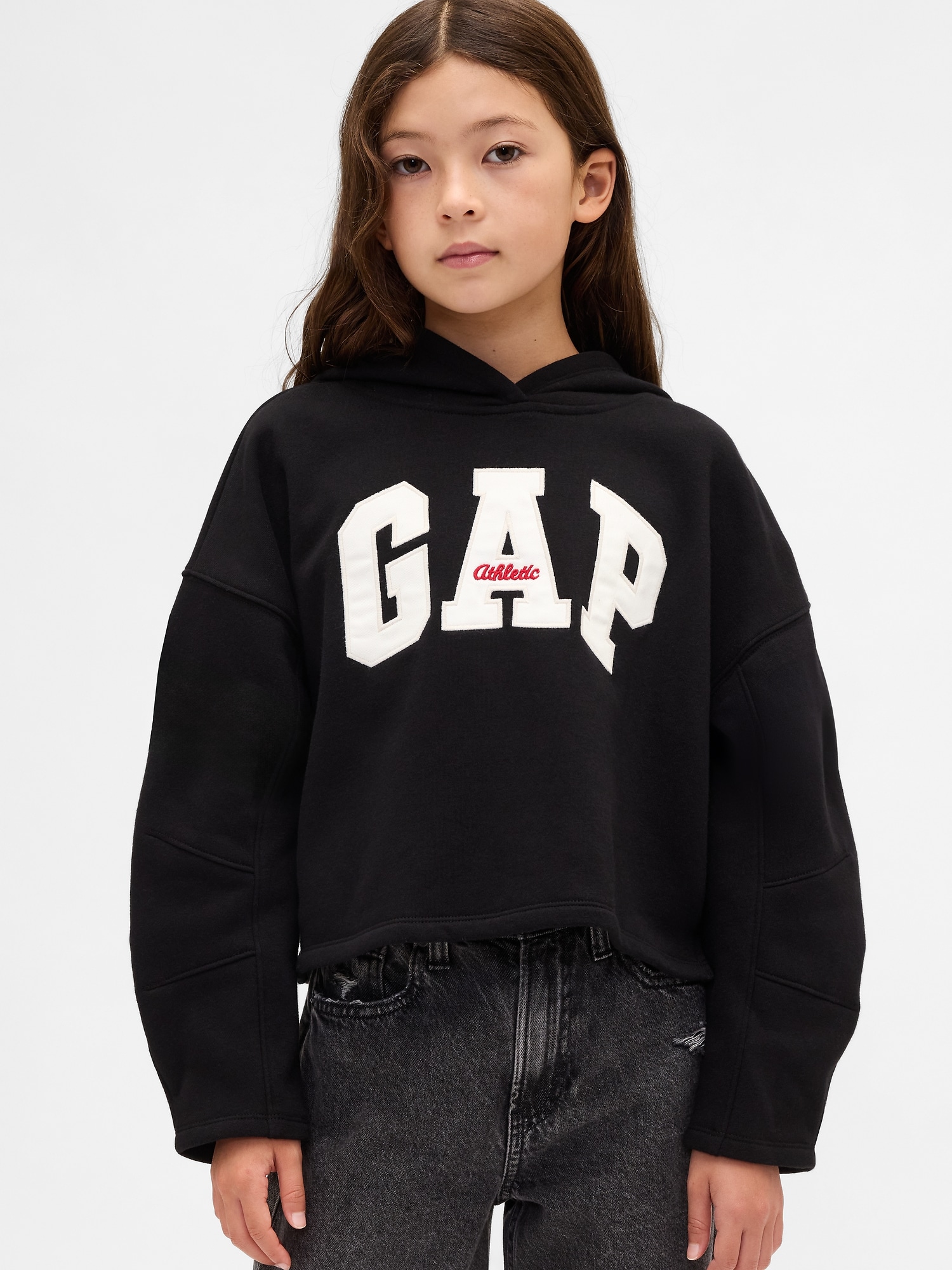 オーバーサイズ バレルスリーブ GAPロゴパーカー (キッズ)-0