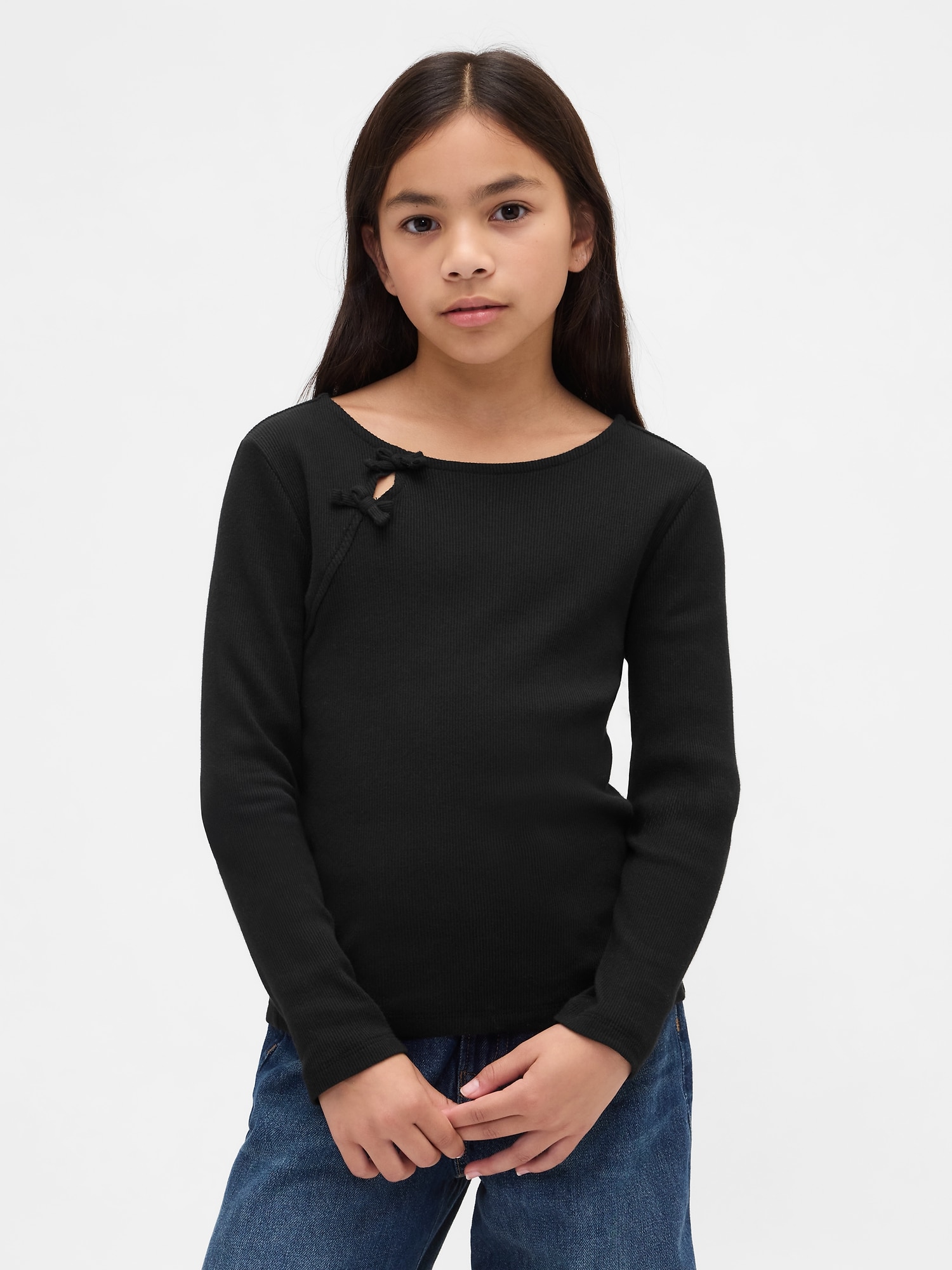T-SHIRT CÔTELÉ AVEC BOUCLES POUR ENFANT