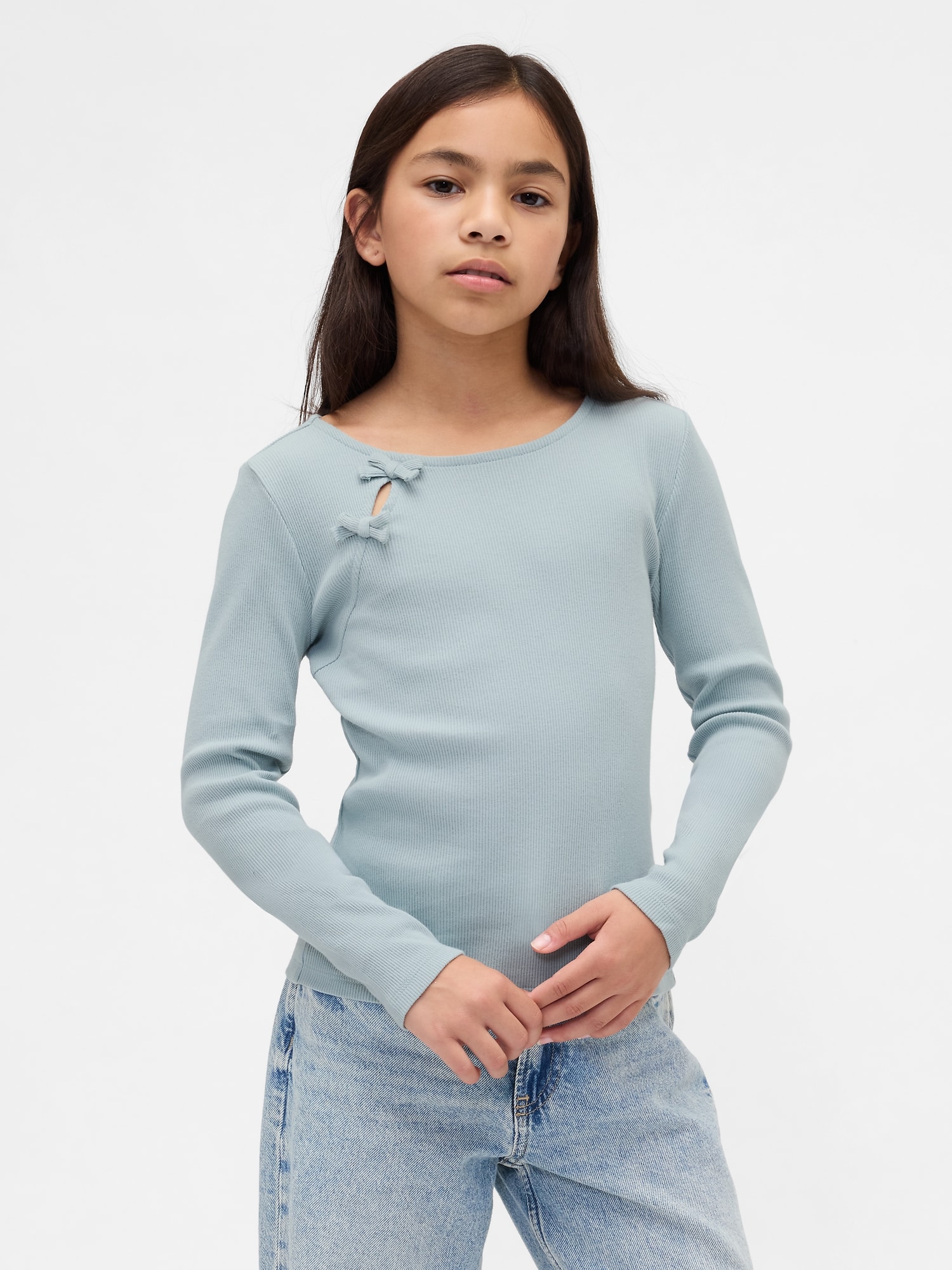 T-SHIRT CÔTELÉ AVEC BOUCLES POUR ENFANT