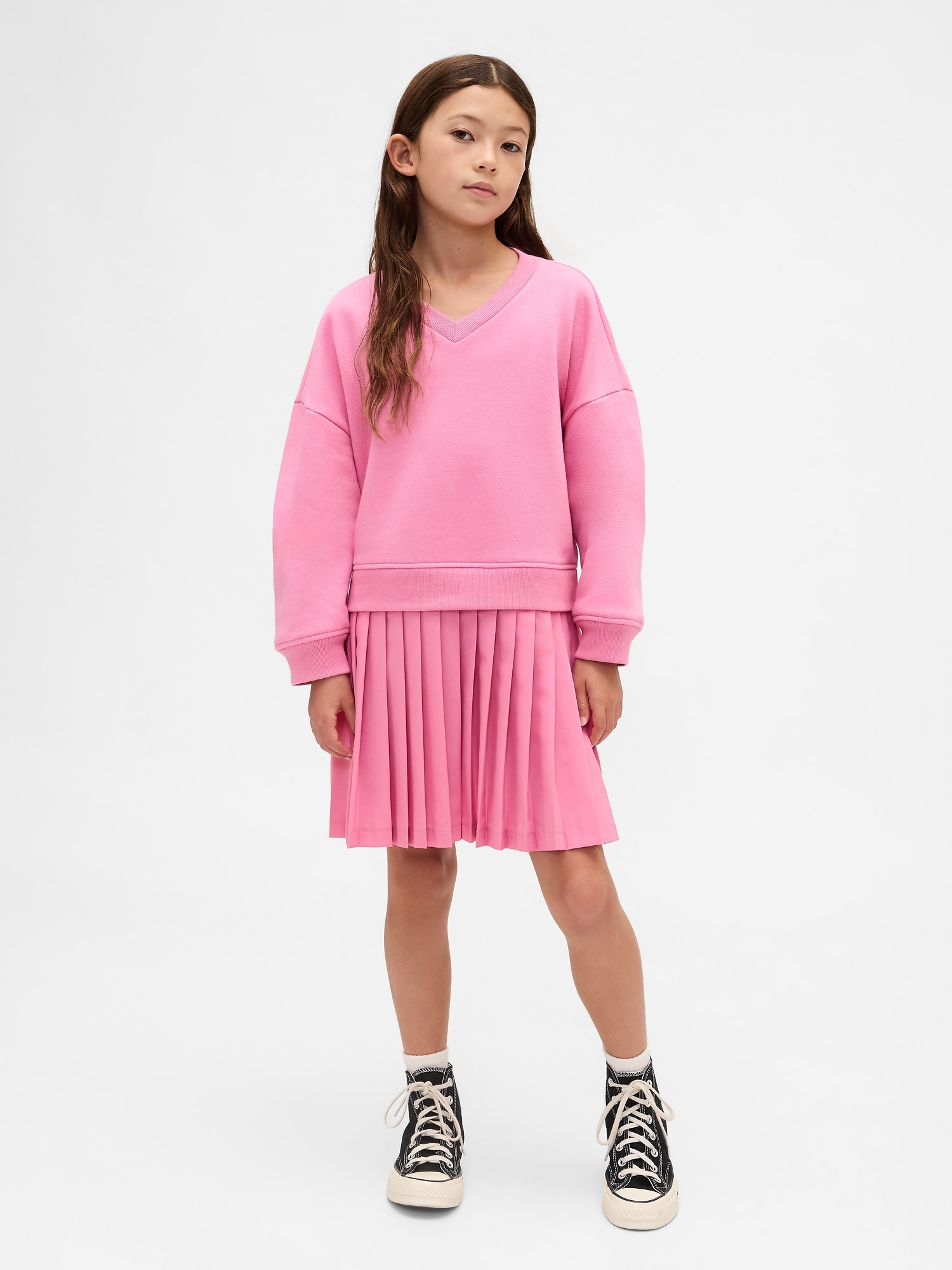Kids VintageSoft Pleated Sweatshirt Dress