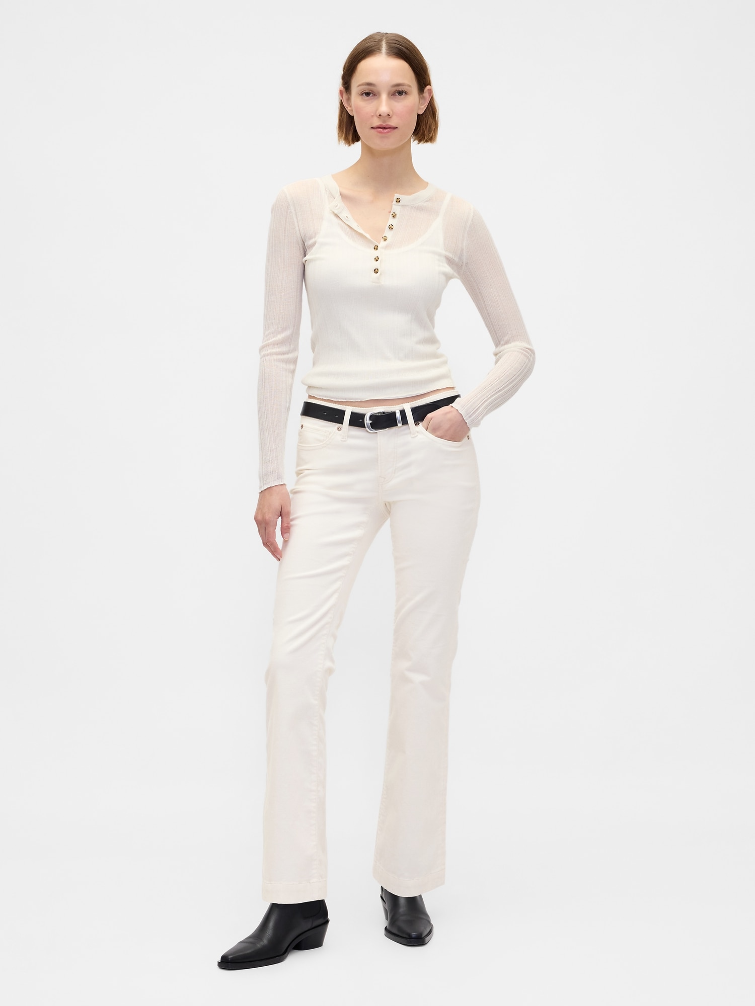 ローライズ コーデュロイ ロング＆リーンパンツ-0