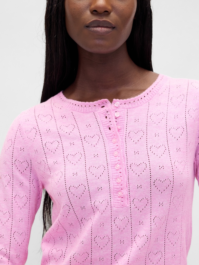 ライトウェイト CashSoft カシミヤタッチ ポインテール ハート パジャマトップス-3