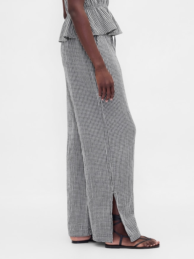 コットンガーゼ イージーウエスト スプリットヘム パンツ-2