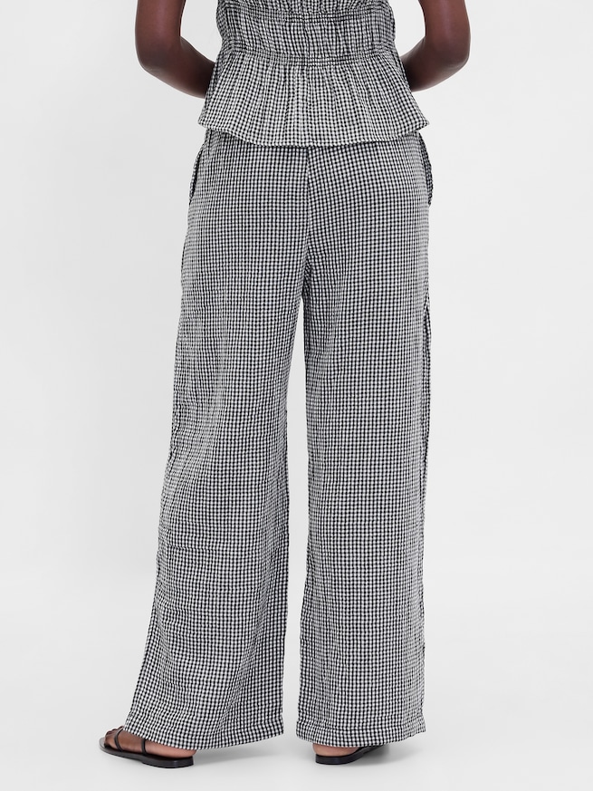 コットンガーゼ イージーウエスト スプリットヘム パンツ-3