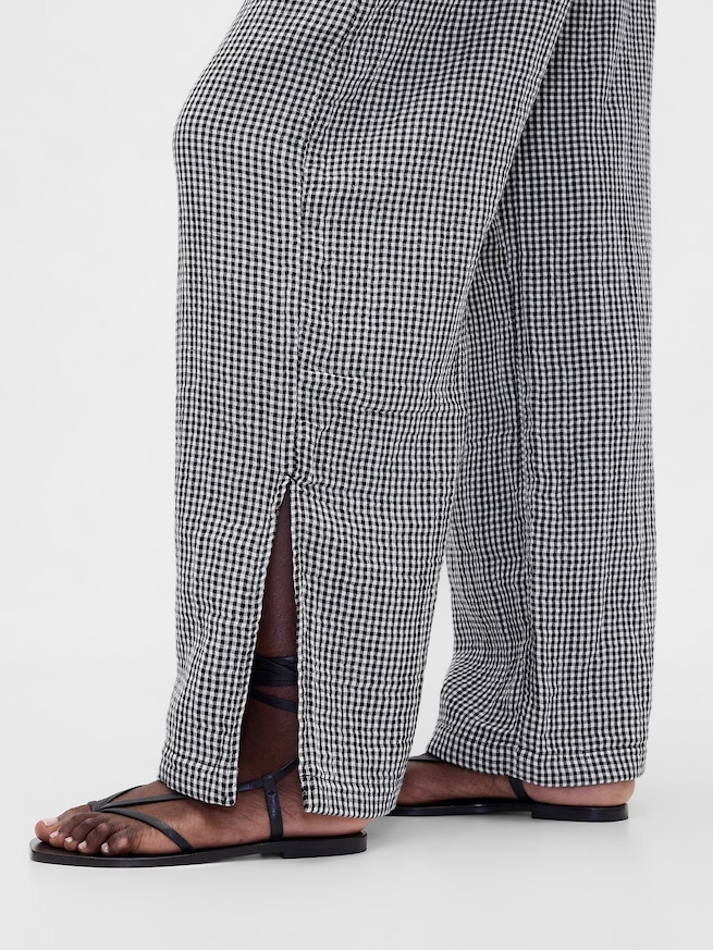 コットンガーゼ イージーウエスト スプリットヘム パンツ-5