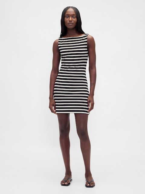 Boatneck Knit Mini Shift Dress