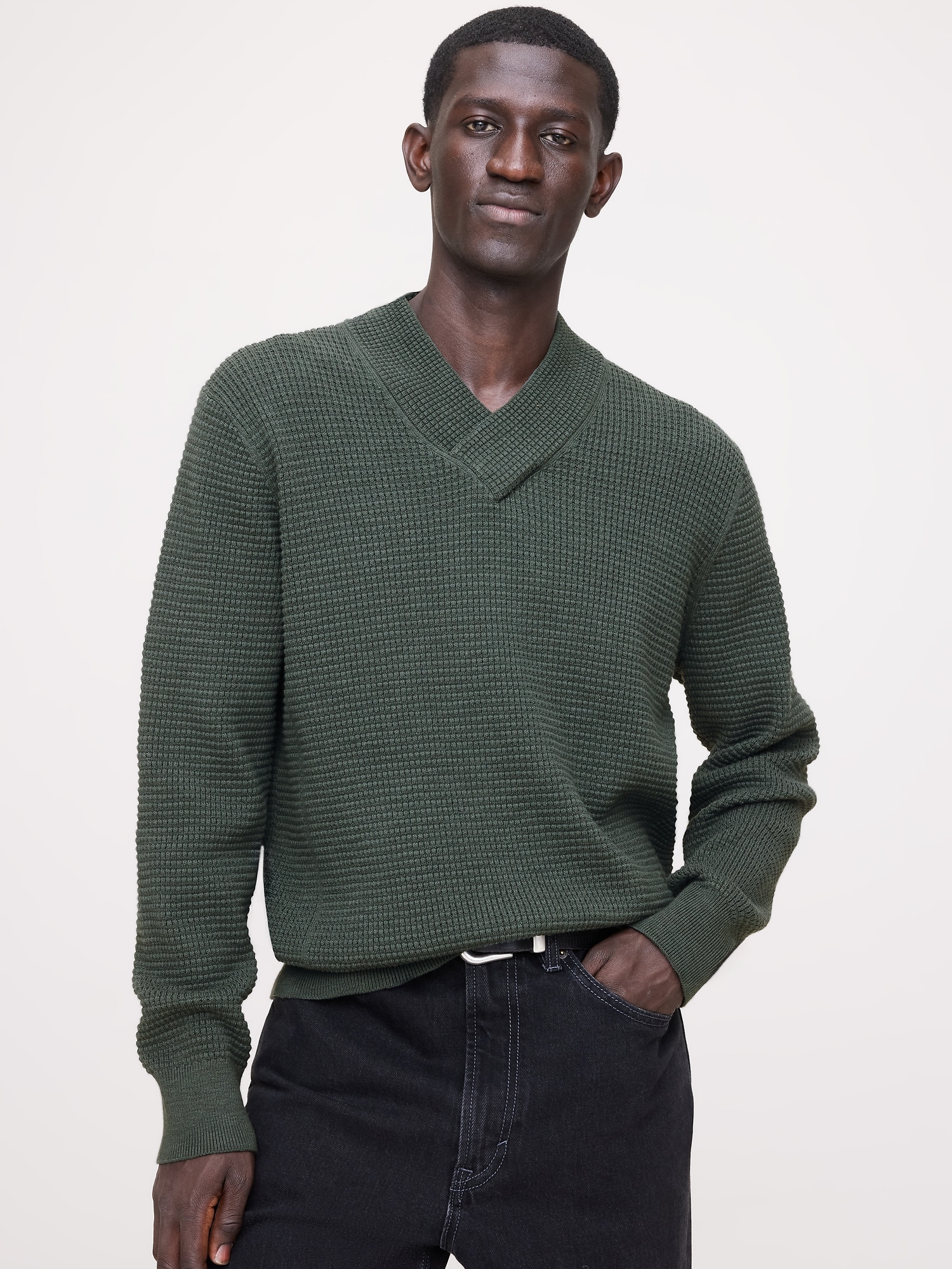 CHANDAIL À ENCOLURE EN V EN TRICOT DE COTON ISOTHERME