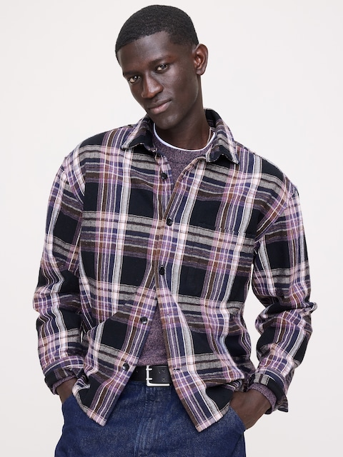 SURCHEMISE EN FLANELLE TEXTURÉE COUPE DÉCONTRACTÉE