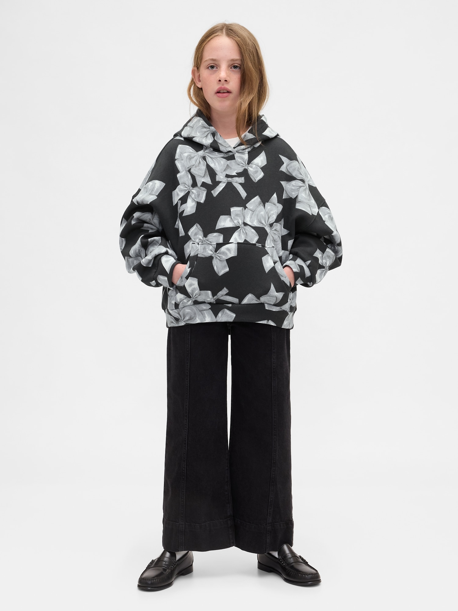 オーバーサイズ リボン パーカー (キッズ)-3