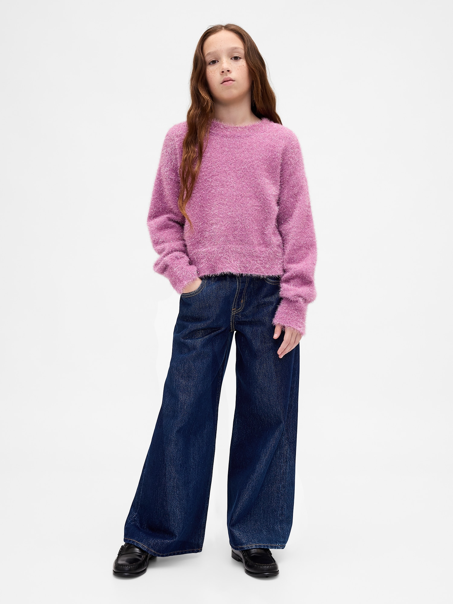 Kids Low Rise Easy Metallic Baggy Jeans