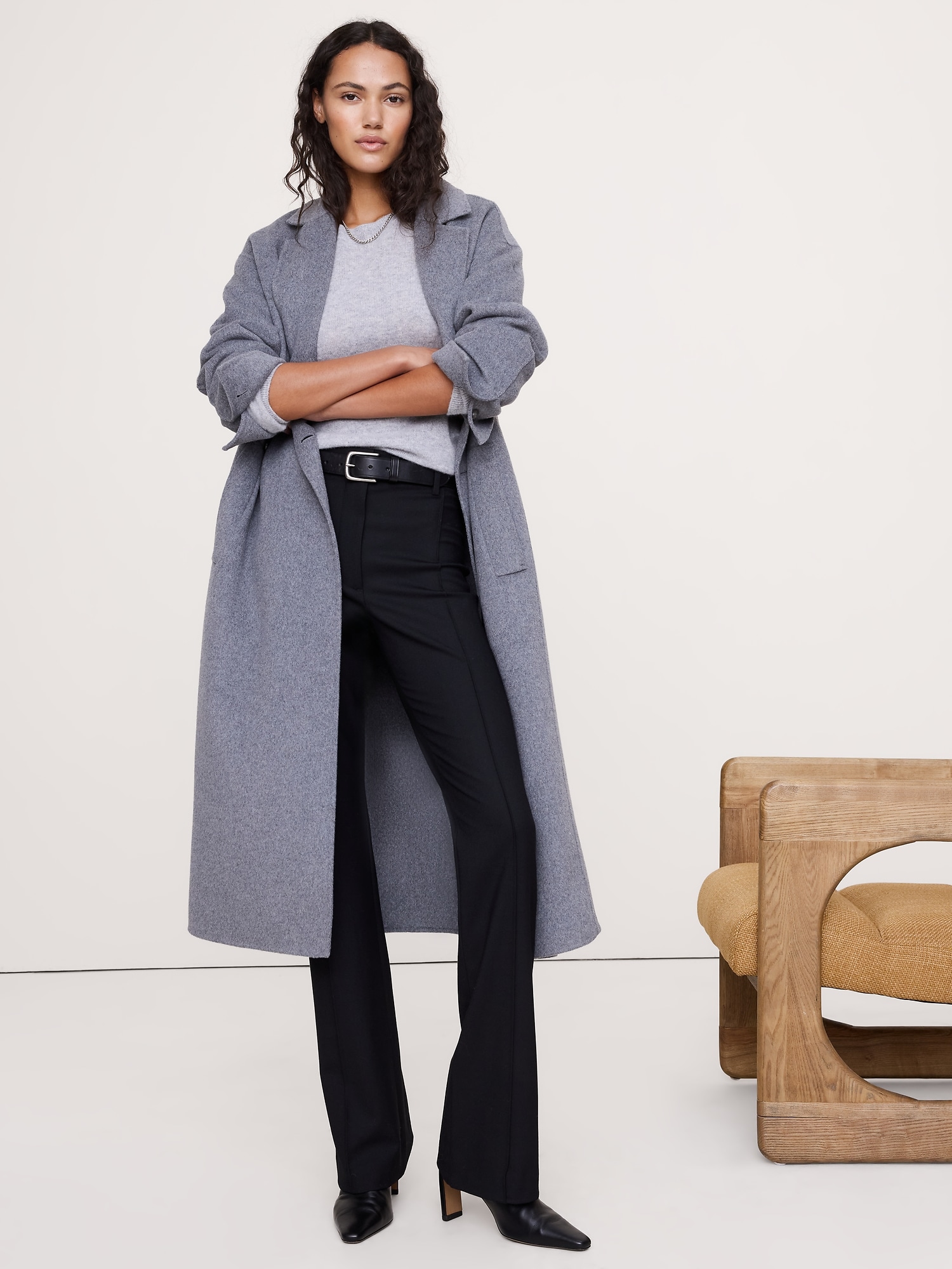 PANTALON ULTRA-ÉTROIT À TAILLE HAUTE EN FLANELLE