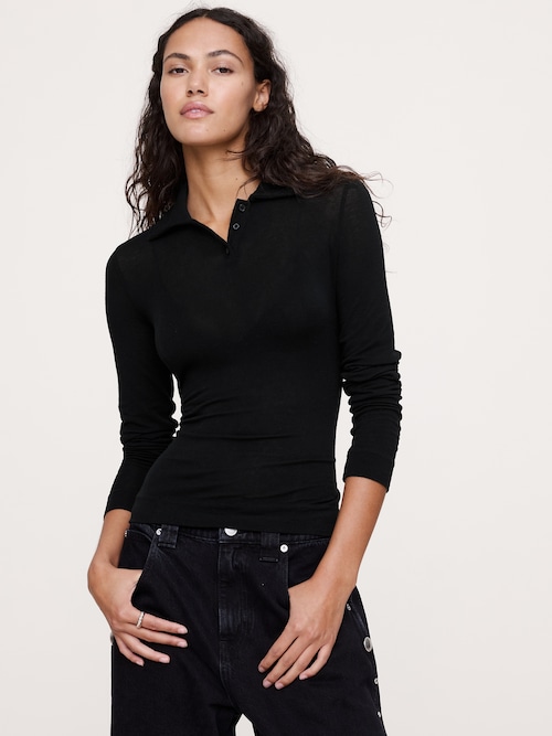 シアー リヨセル ウール ポロシャツ