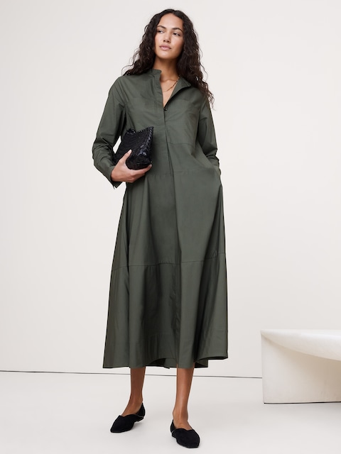 ROBE-CHEMISIER TRAPÈZE EN COTON