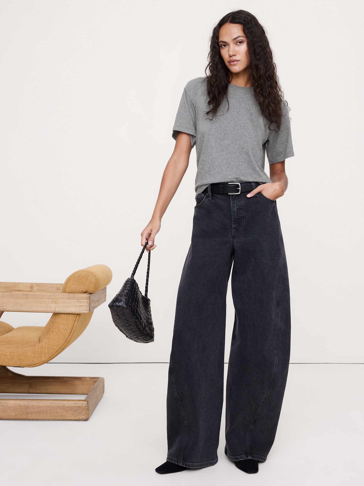 Cotton Slub Boyfriend Crew-Neck T-Shirt