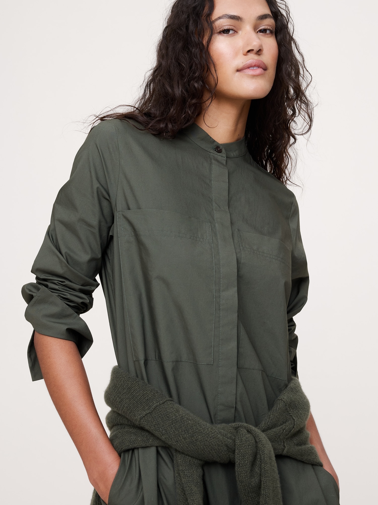 コットン トラペーズ シャツドレス-2