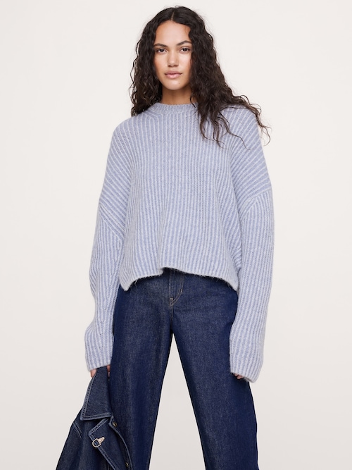 アルパカ ウール ブレンド リブセーター