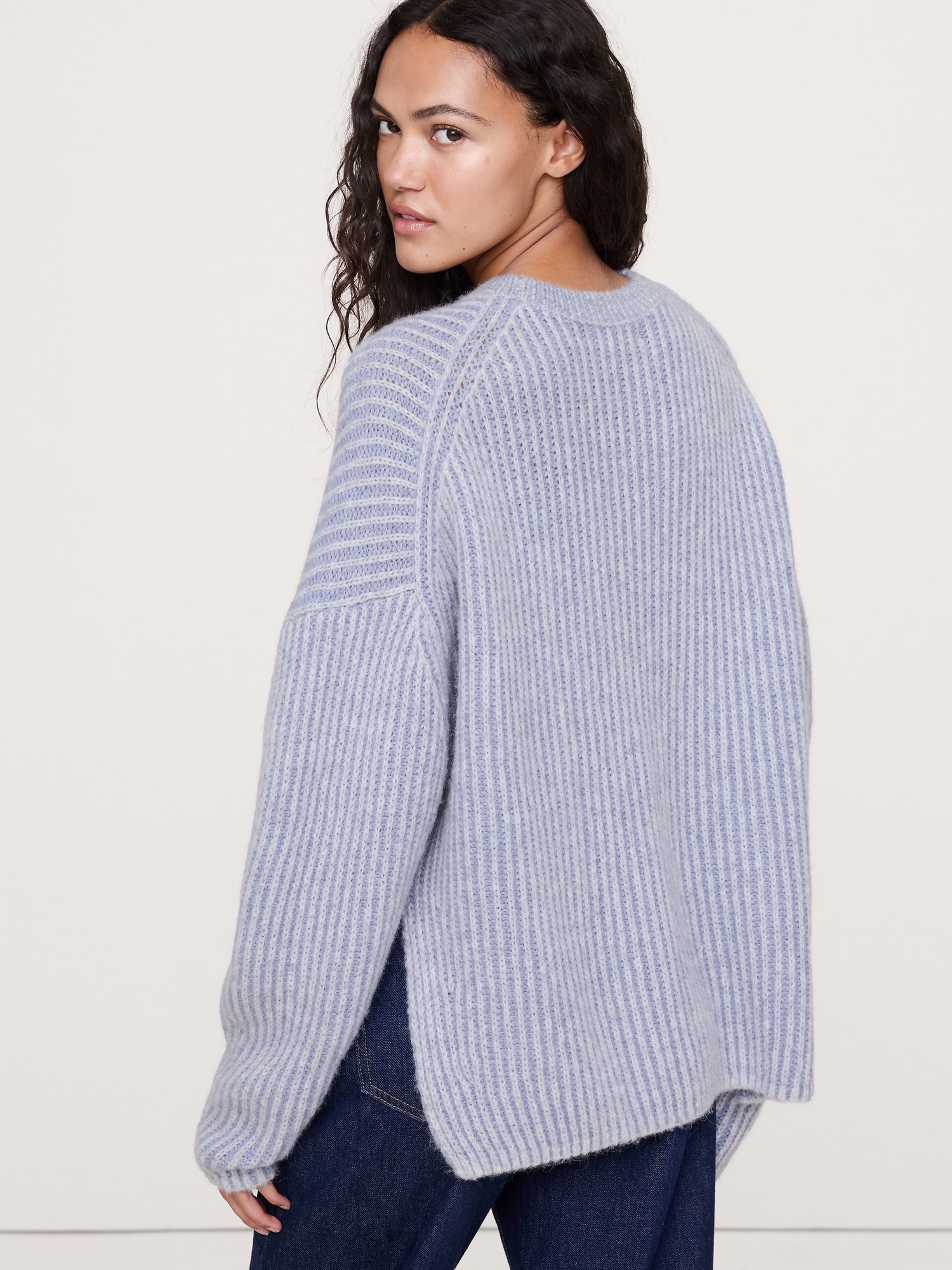 アルパカ ウール ブレンド リブセーター-1