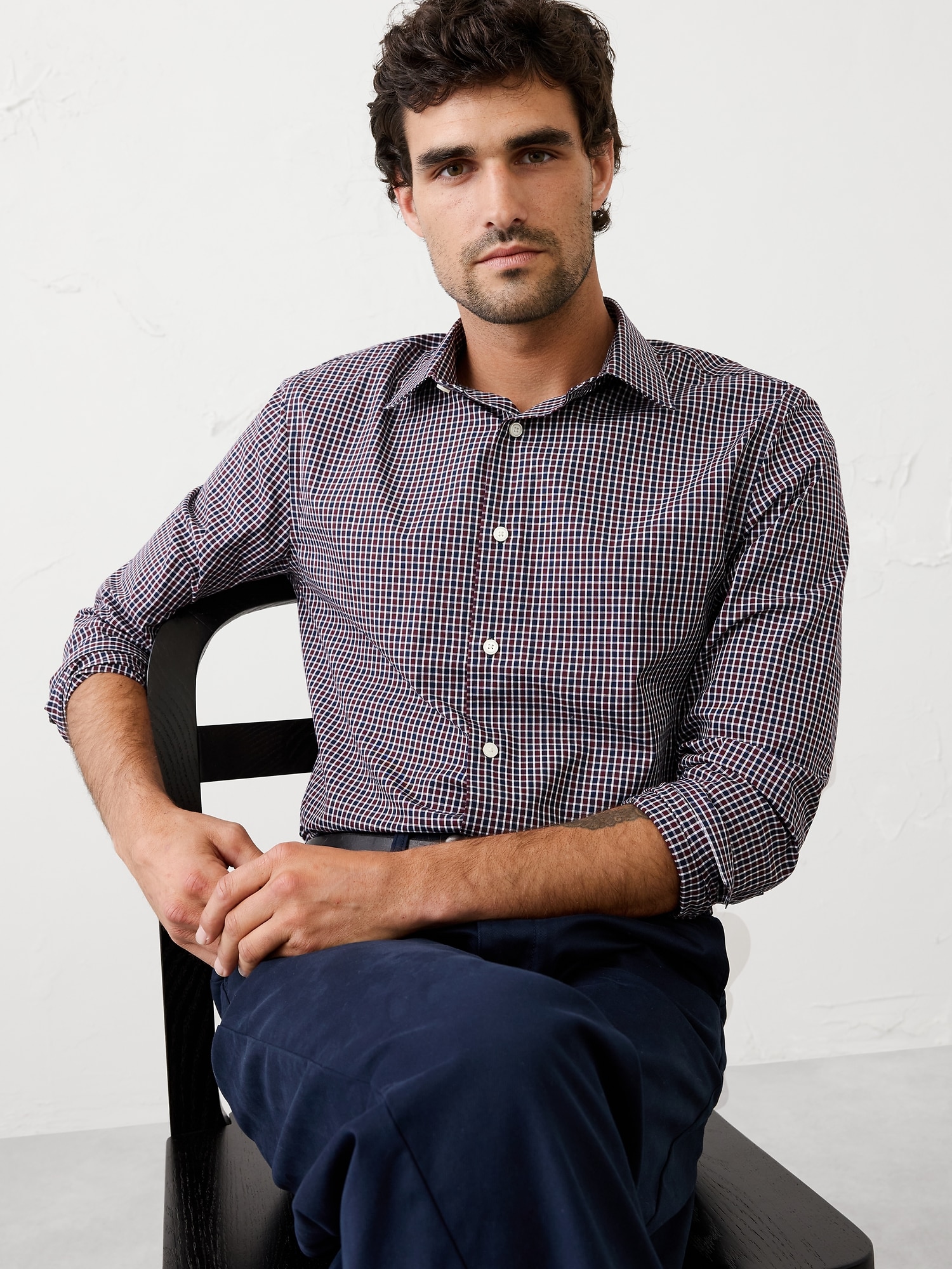 Slim-Fit Untucked Dress Shirt