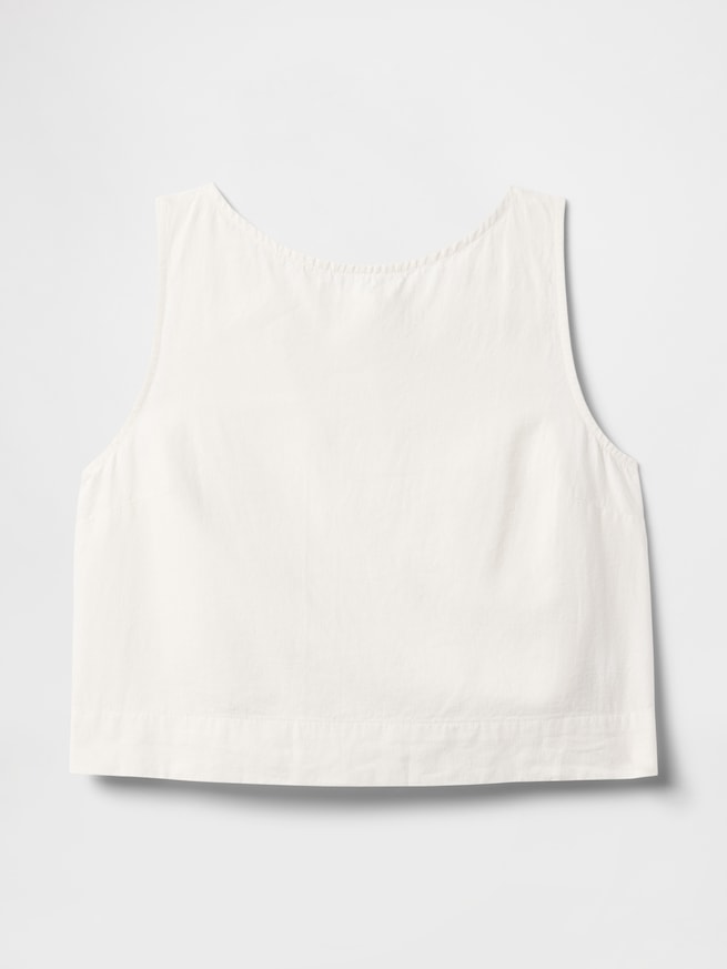 リネンブレンド クロップド シェルタンクトップ-4
