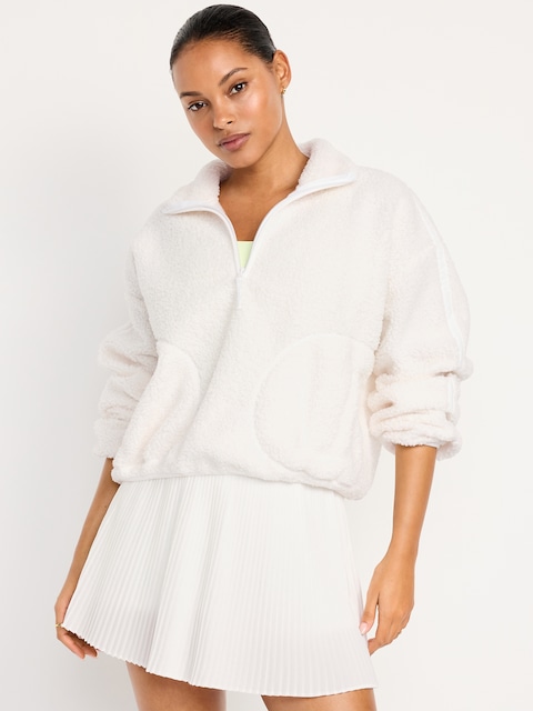 Loose Sherpa Quarter-Zip Pullover