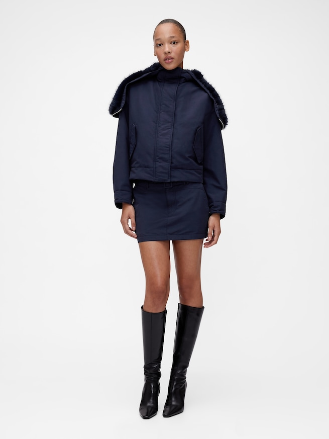 GapStudio フェイクファー裏地付き クロップド ボンバージャケット-3