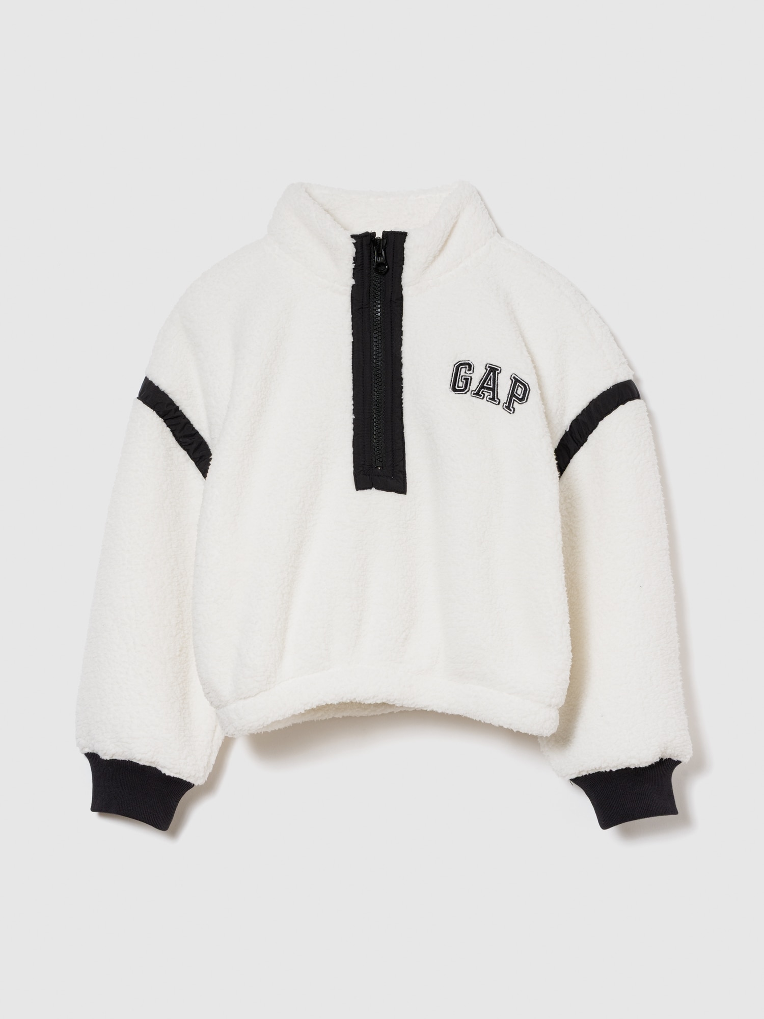 Gap リサイクル リラックスフィット ボア ハーフジップ スウェットシャツ (キッズ)