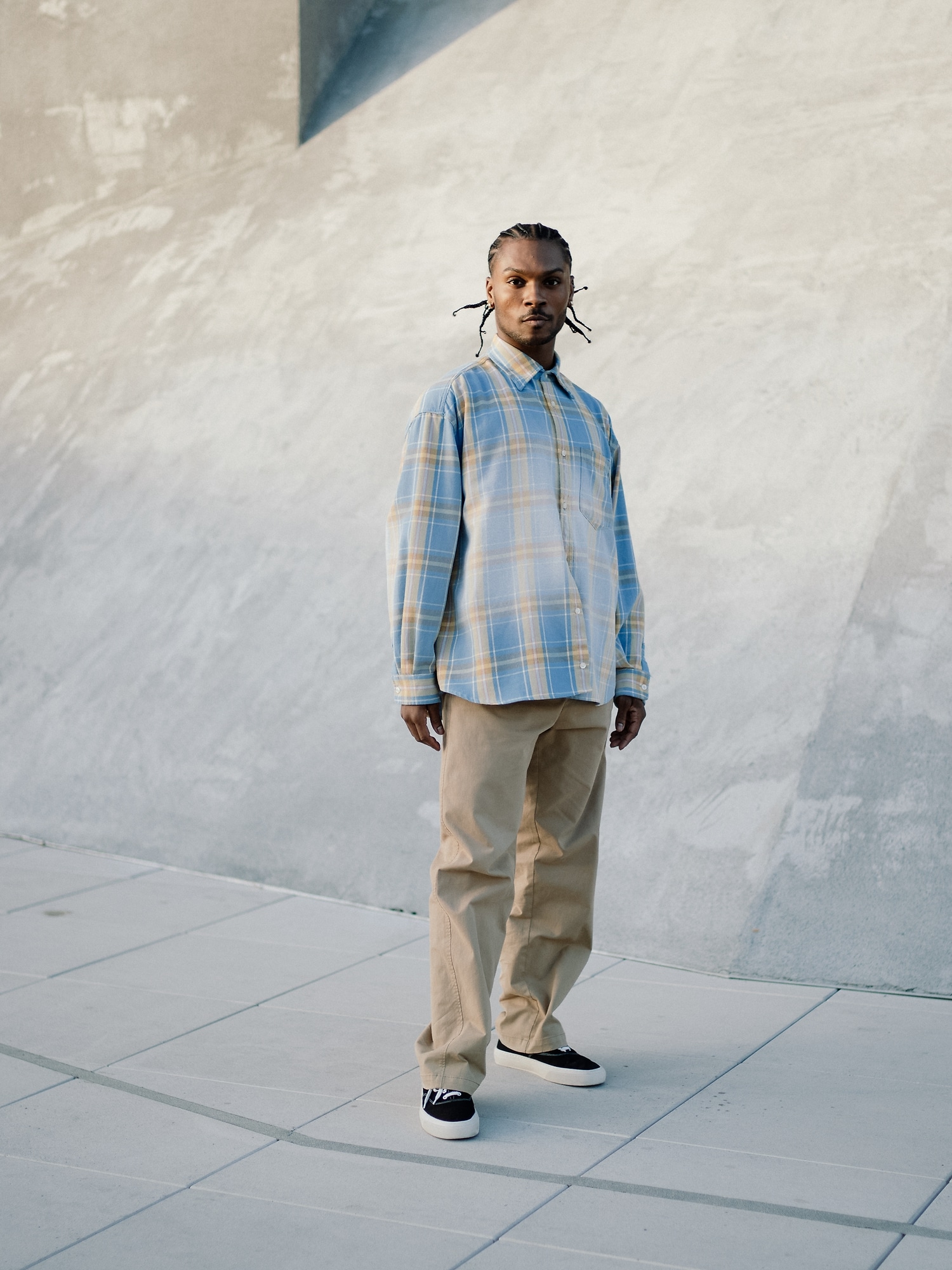 モダン '90s ルーズフィット カーキパンツ-5