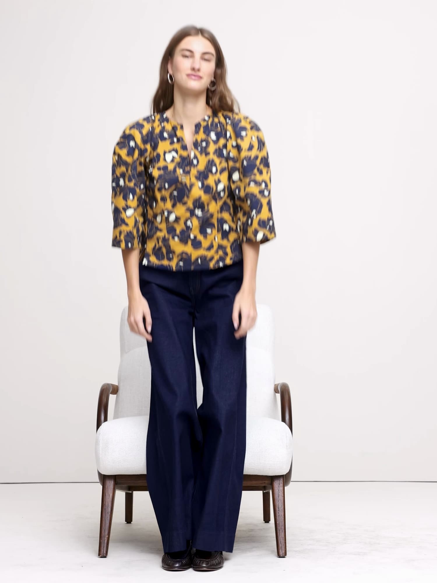 ストレッチ コットン ボリュームスリーブ トップス-5