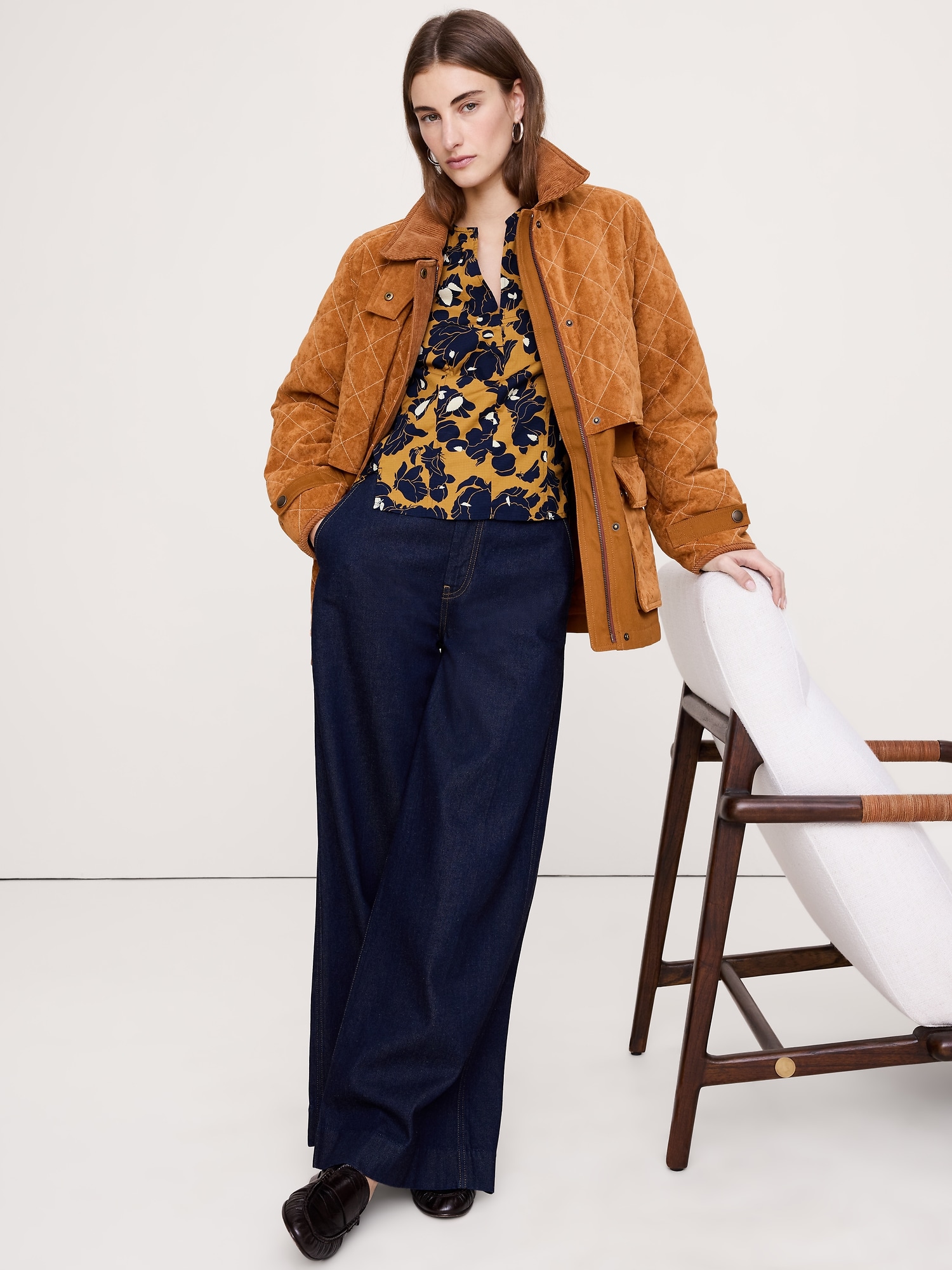 ストレッチ コットン ボリュームスリーブ トップス-3