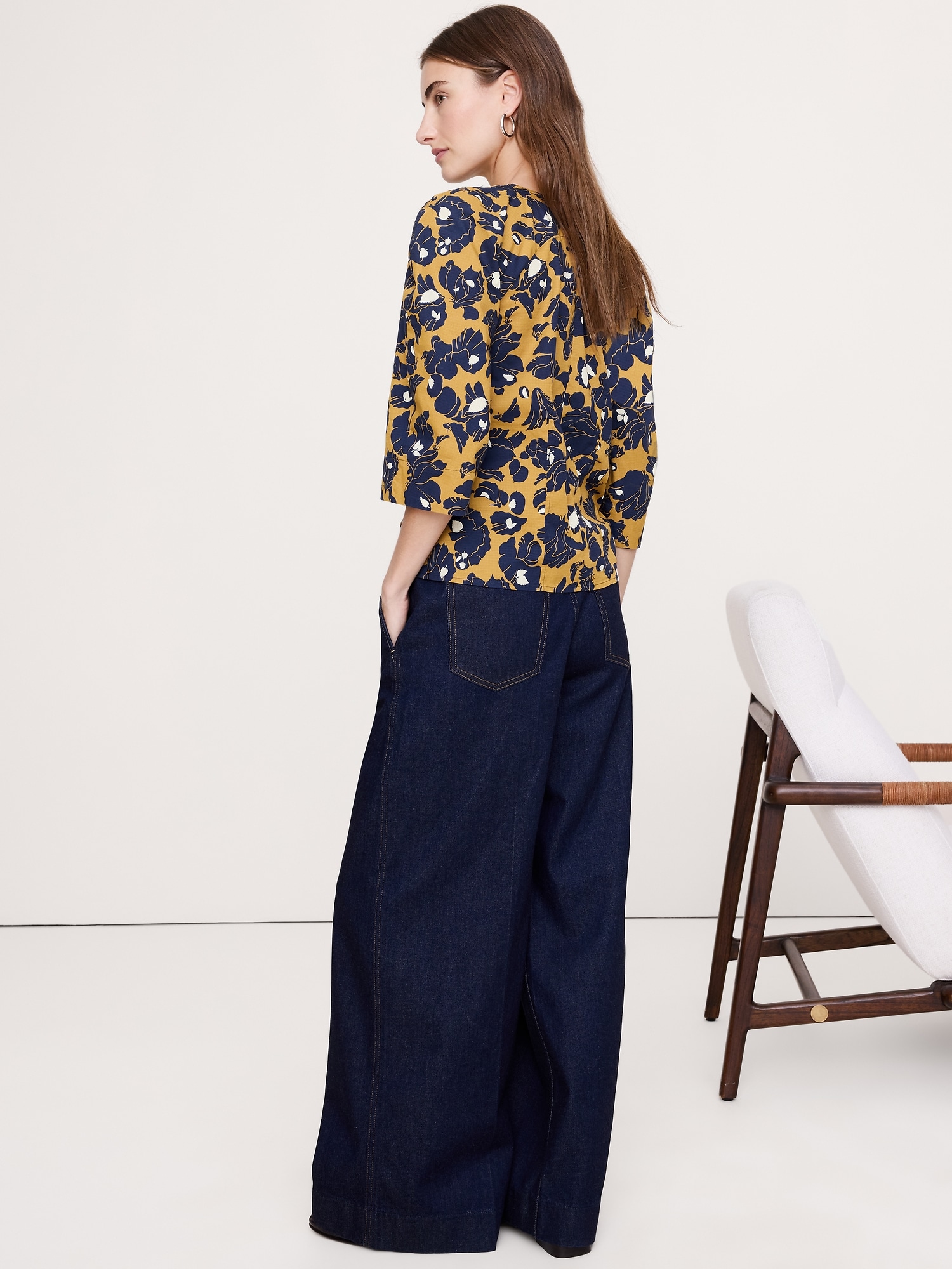 ストレッチ コットン ボリュームスリーブ トップス-2