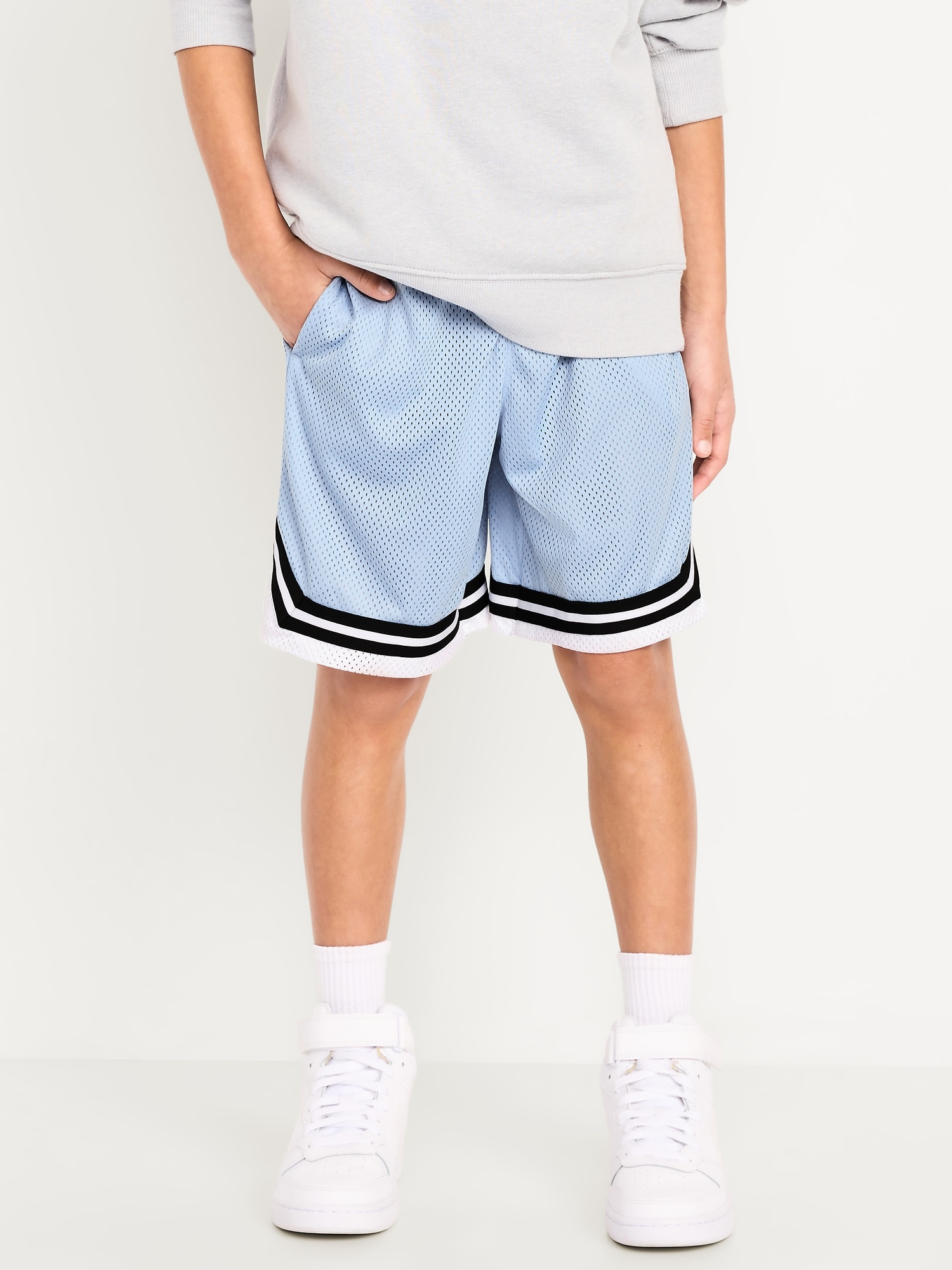 SHORT DE BASKETBALL EN MAILLE, LONGUEUR GENOU POUR GARÇON