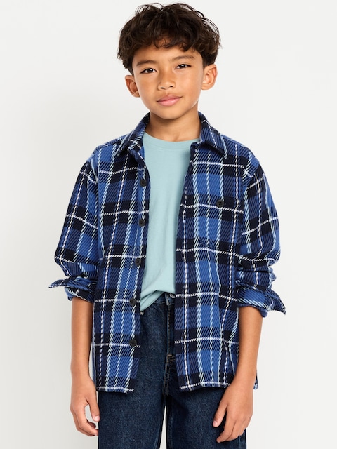 Long-Sleeve Textured Plaid Shirt for Boys