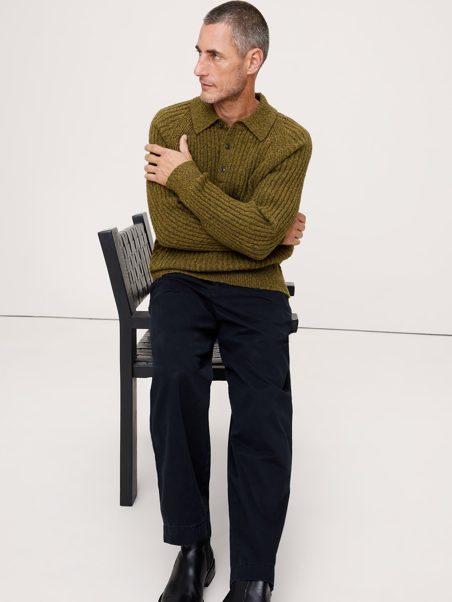 POLO EN TRICOT BOUCLÉ CÔTELÉ