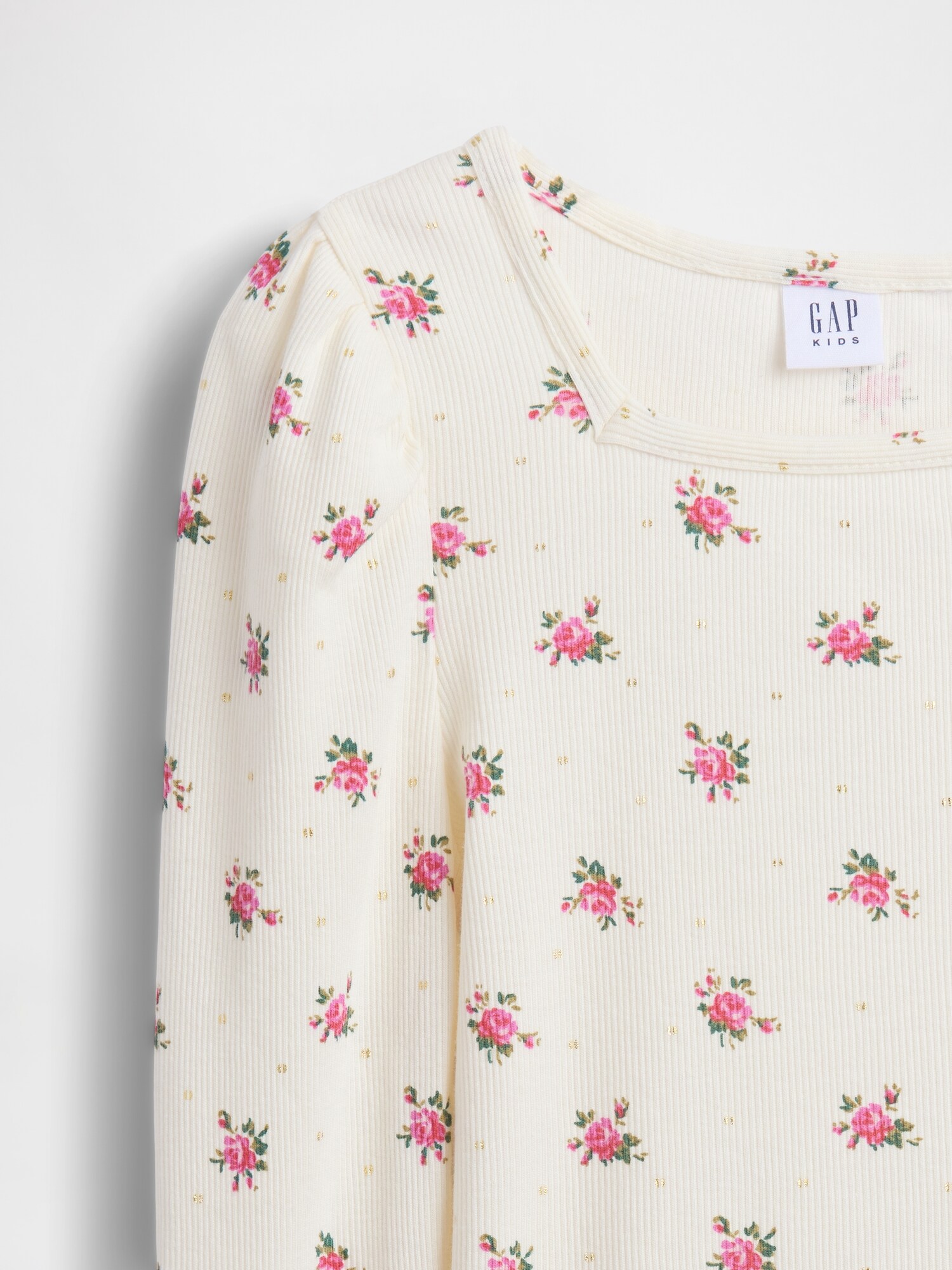 リブ パフスリーブトップス (キッズ)-3