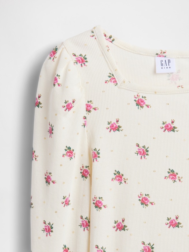 リブ パフスリーブトップス (キッズ)-3