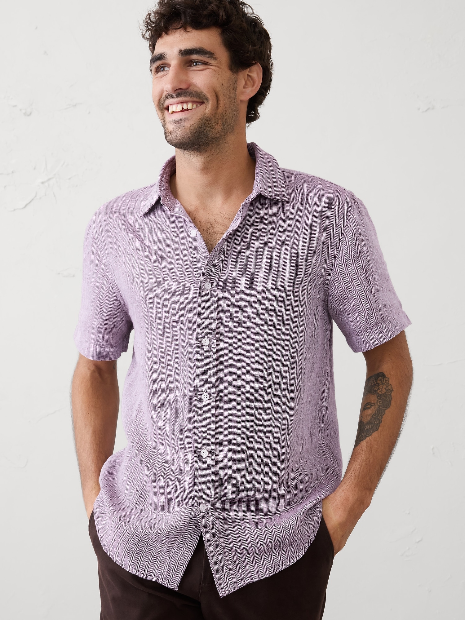 Slim-Fit Linen-Blend Shirt