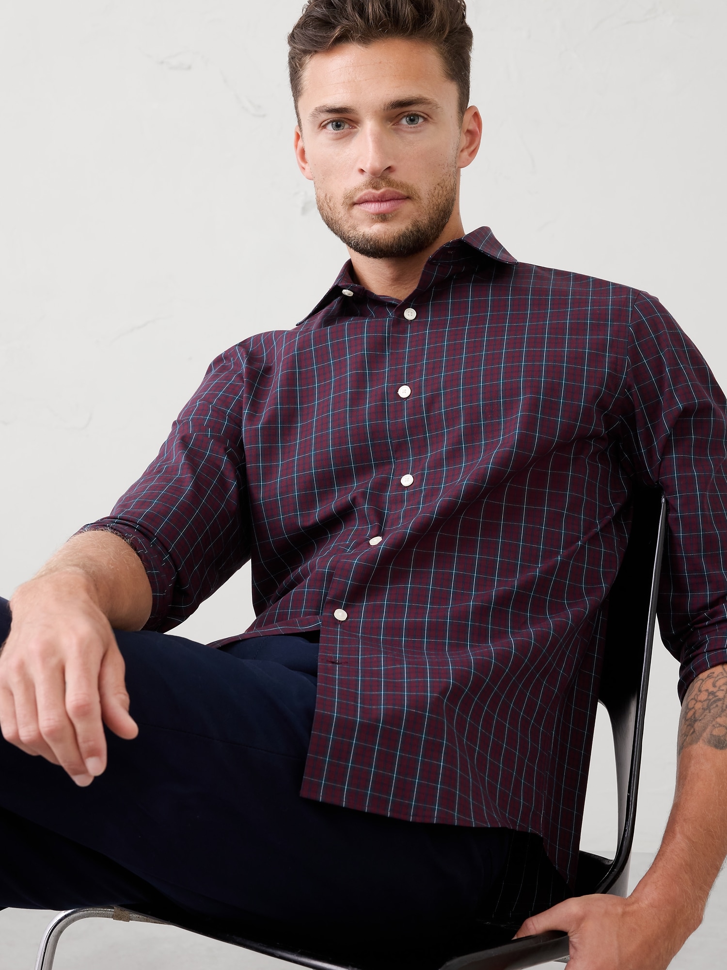 Slim-Fit Untucked Dress Shirt