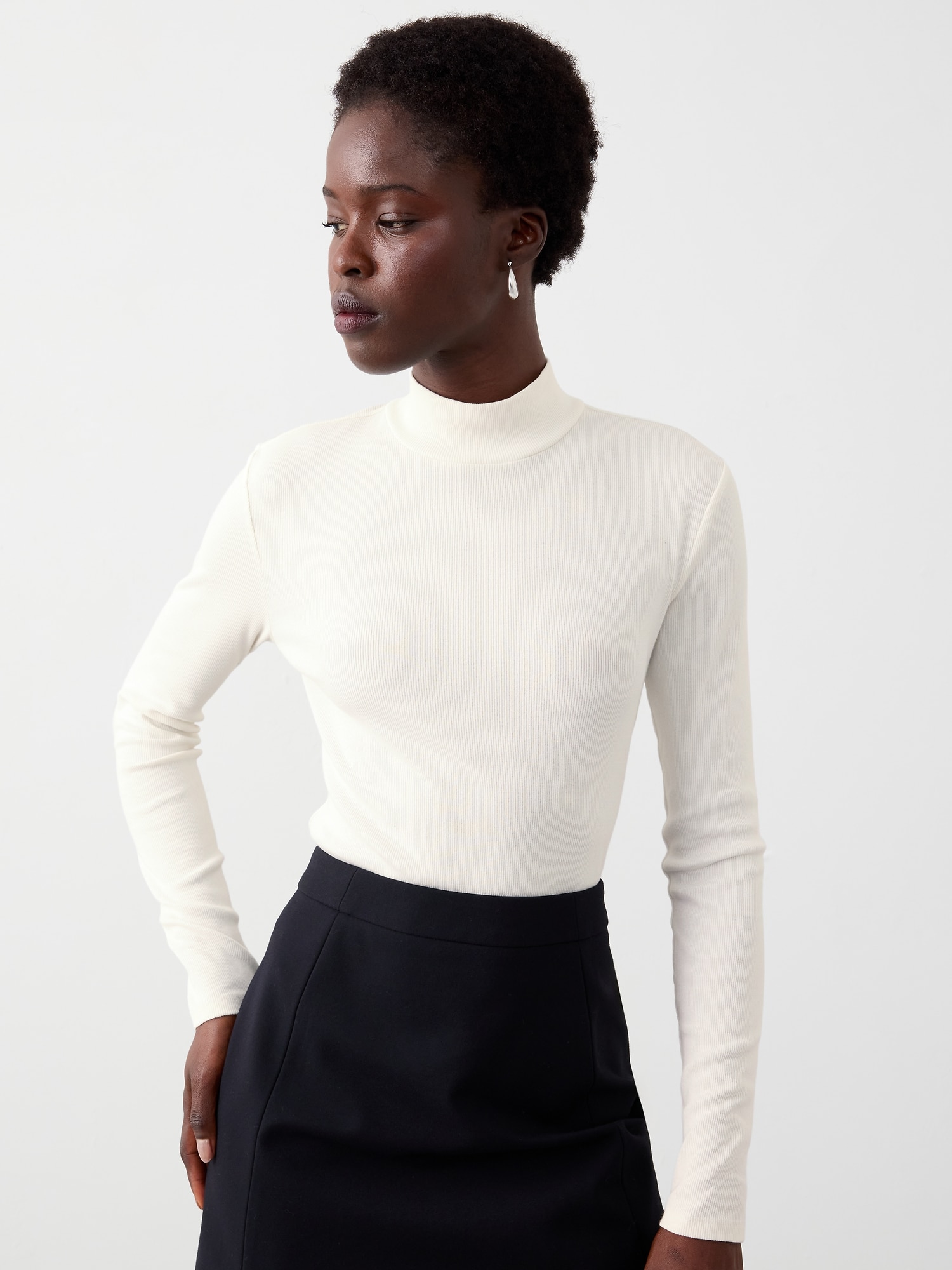 Ribbed Mock-Neck Top