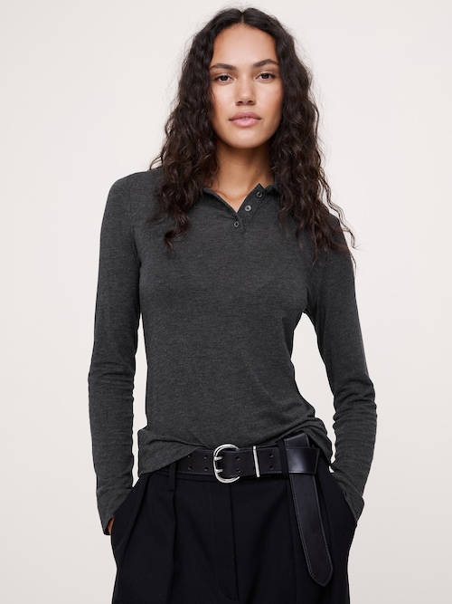 シアー リヨセル ウール ポロシャツ