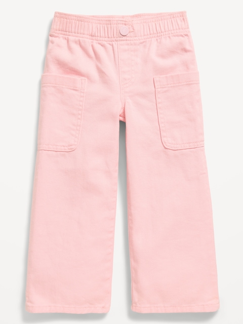 PANTALON COUPE GÉNÉREUSE JAMBE LARGE À TAILLE HAUTE EXTENSIBLE POUR TOUTE-PETITE FILLE