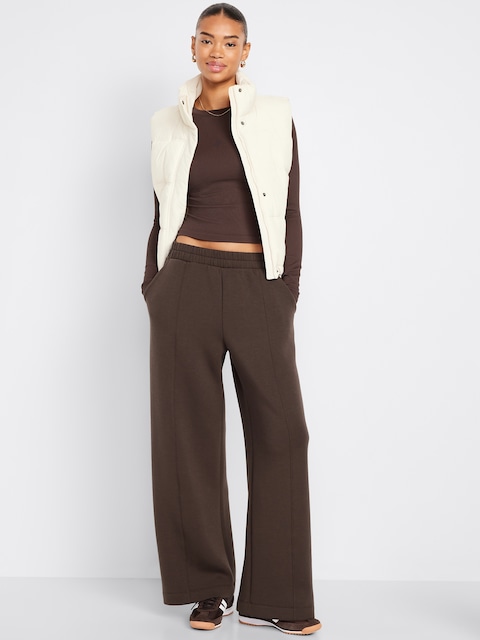 High-Waisted Bounce Fleece Wide-Leg Sweatpants