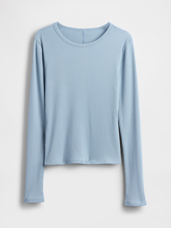 モダン コンパクト リブ クロップドTシャツ-4