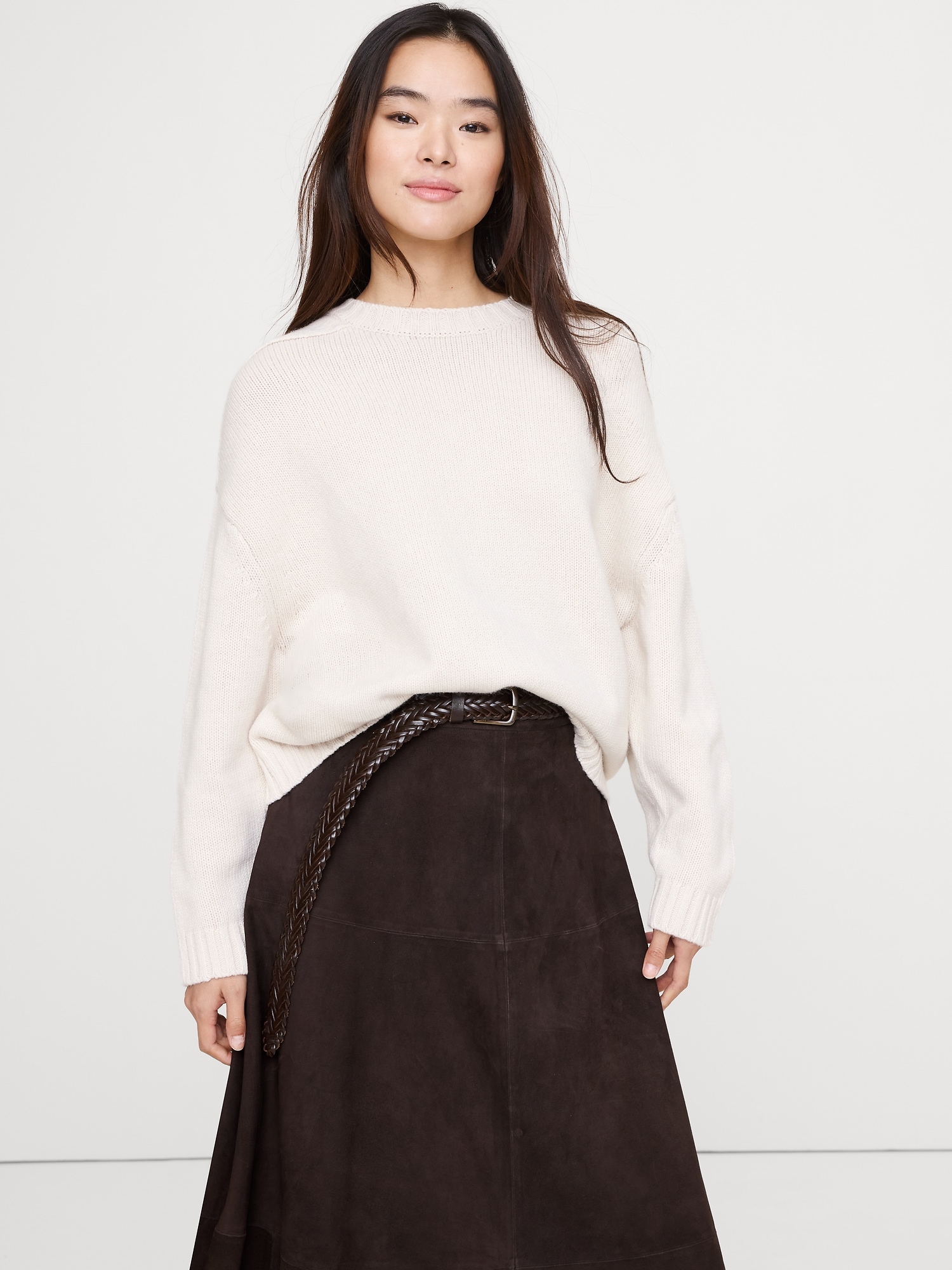 Oversized Merino-Cotton Crew-Neck Sweater
