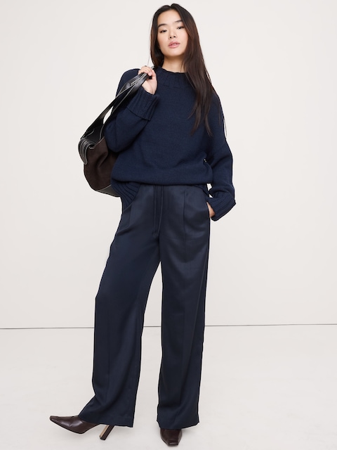 High-Rise Wide-Leg Drapey TENCEL™ Pull-On Pant
