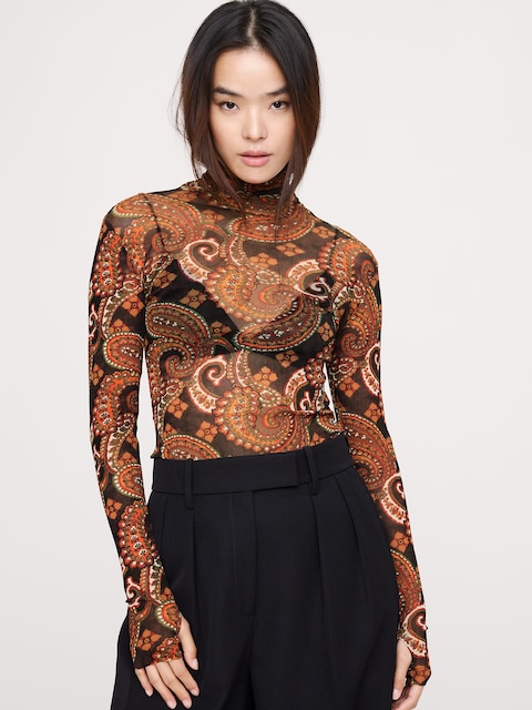 Mesh Turtleneck Top